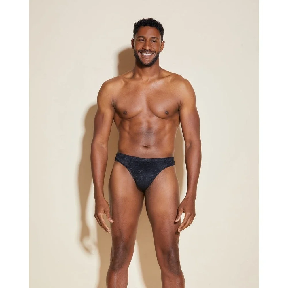 Cosabella Mens Black Floral Lace Thong Underwear Low Rise T-Back Intimates